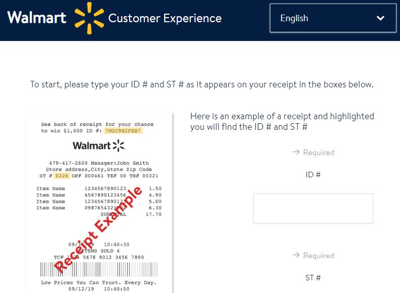 Walmart Feedback Survey
